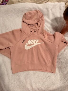 Nike Pink Cropped Logo Hoodie
